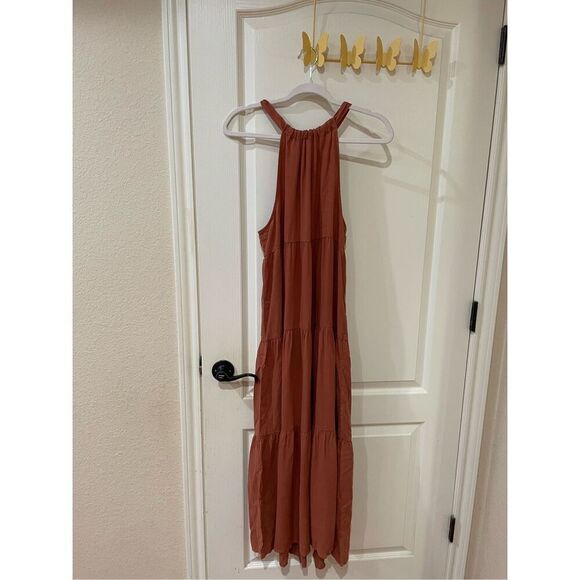 Anthropologie Cloth & Stone Tiered Halter Midi Dress Size XS - Picture 2 of 9